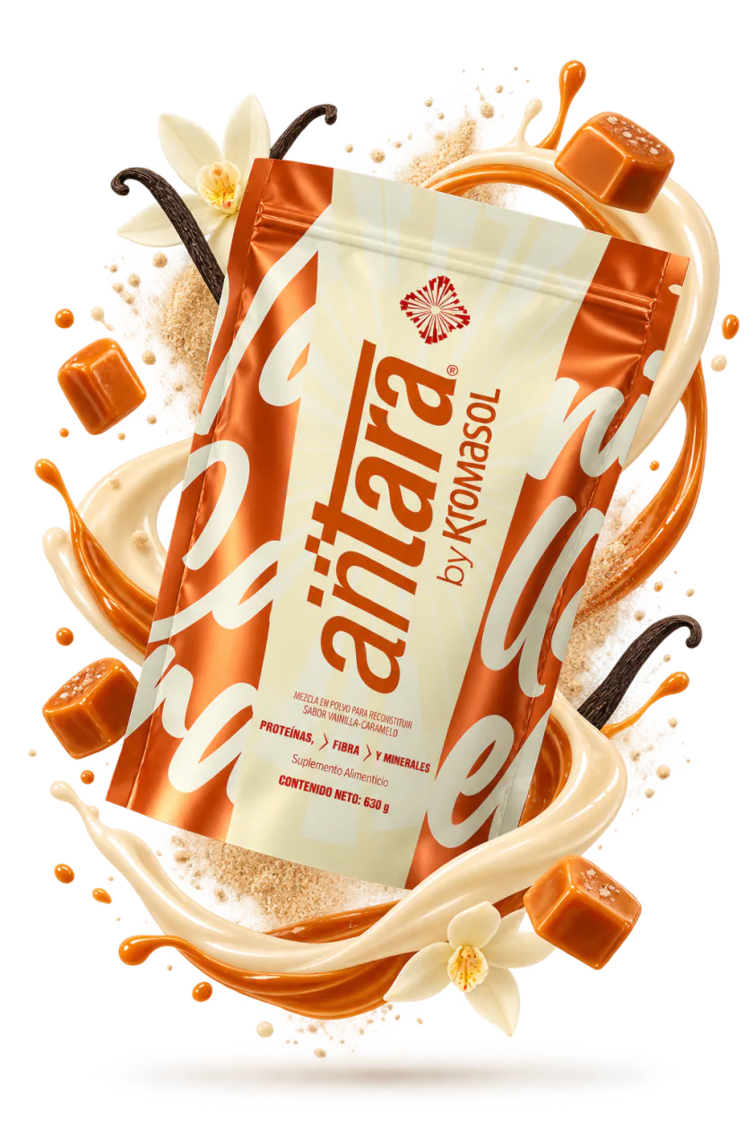 Antara by Kromasol sabor vainilla-caramelo, bolsa de 630 g de batido nutritivo con proteínas y fibra, vitaminas y minerales