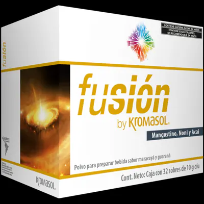 Fusión de Kromasol, caja de 32 sobres sabor maracuyá y guaraná