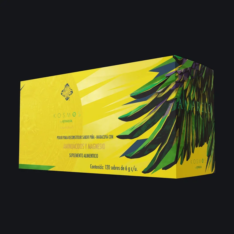 Kosmos Amarelo by Kromasol, 120 sobres de piña-maracuyá, aminoácidos en polvo