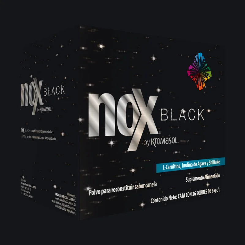 Nox Black by Kromasol, 36 sobres de canela, café soluble en sobres