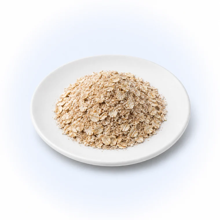 Antara by Kromasol, fibra de la porción, salvado y avena servidos en un plato